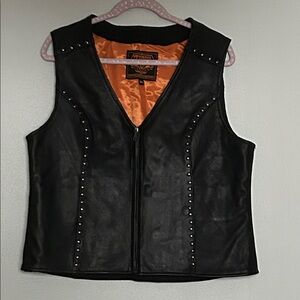 Milwaukee Leather Black Leather Studded Vest size 3XL